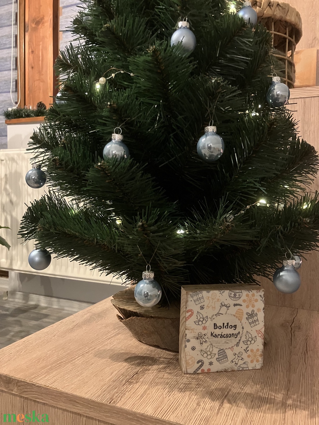 Mini fa dekoráció / Boldog Karácsonyt felirat - karácsony - karácsonyi lakásdekoráció - karácsonyi lakásdíszek - Meska.hu
