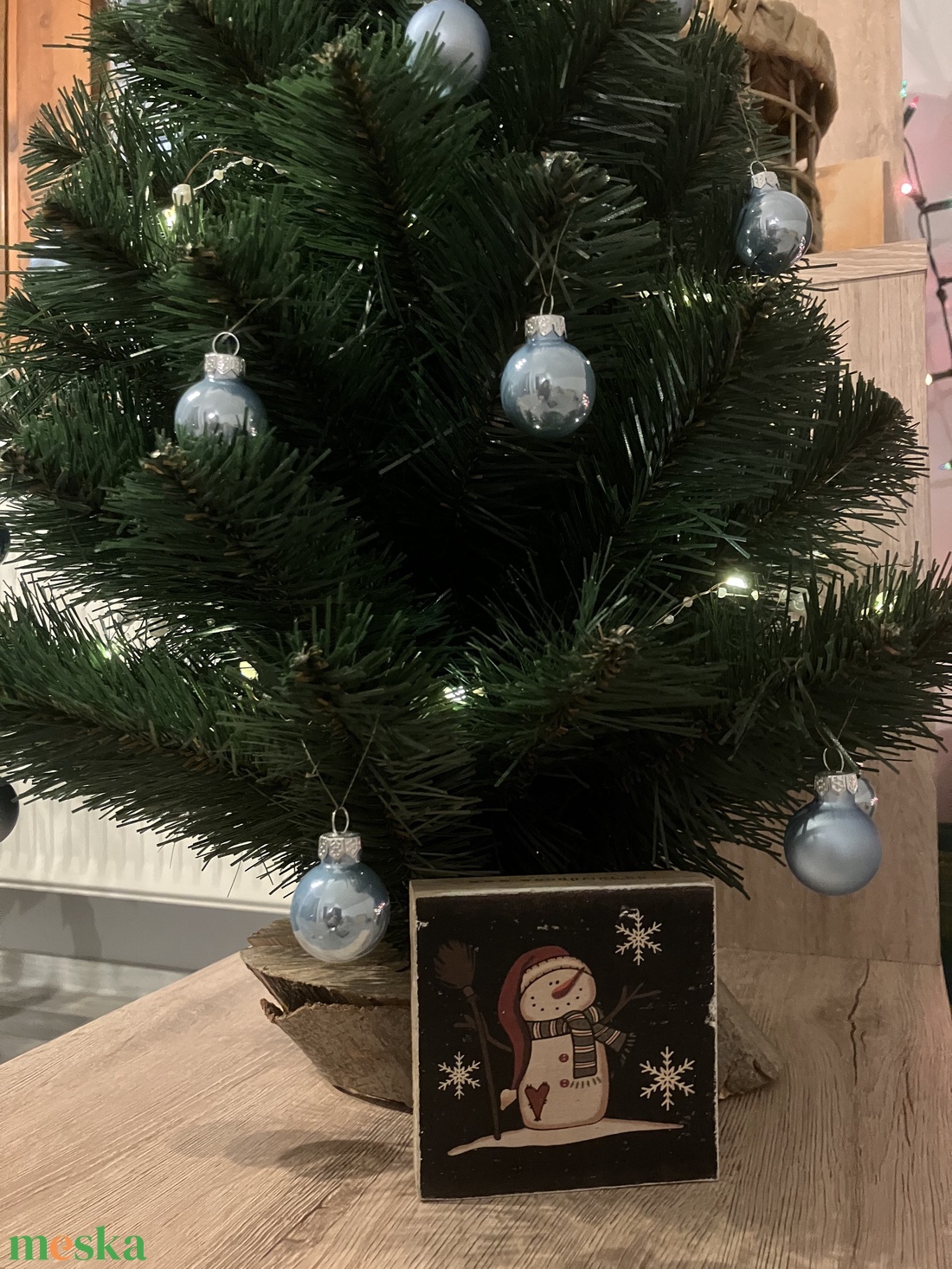 Mini fa dekoráció / Hóember - karácsony - karácsonyi lakásdekoráció - karácsonyi lakásdíszek - Meska.hu