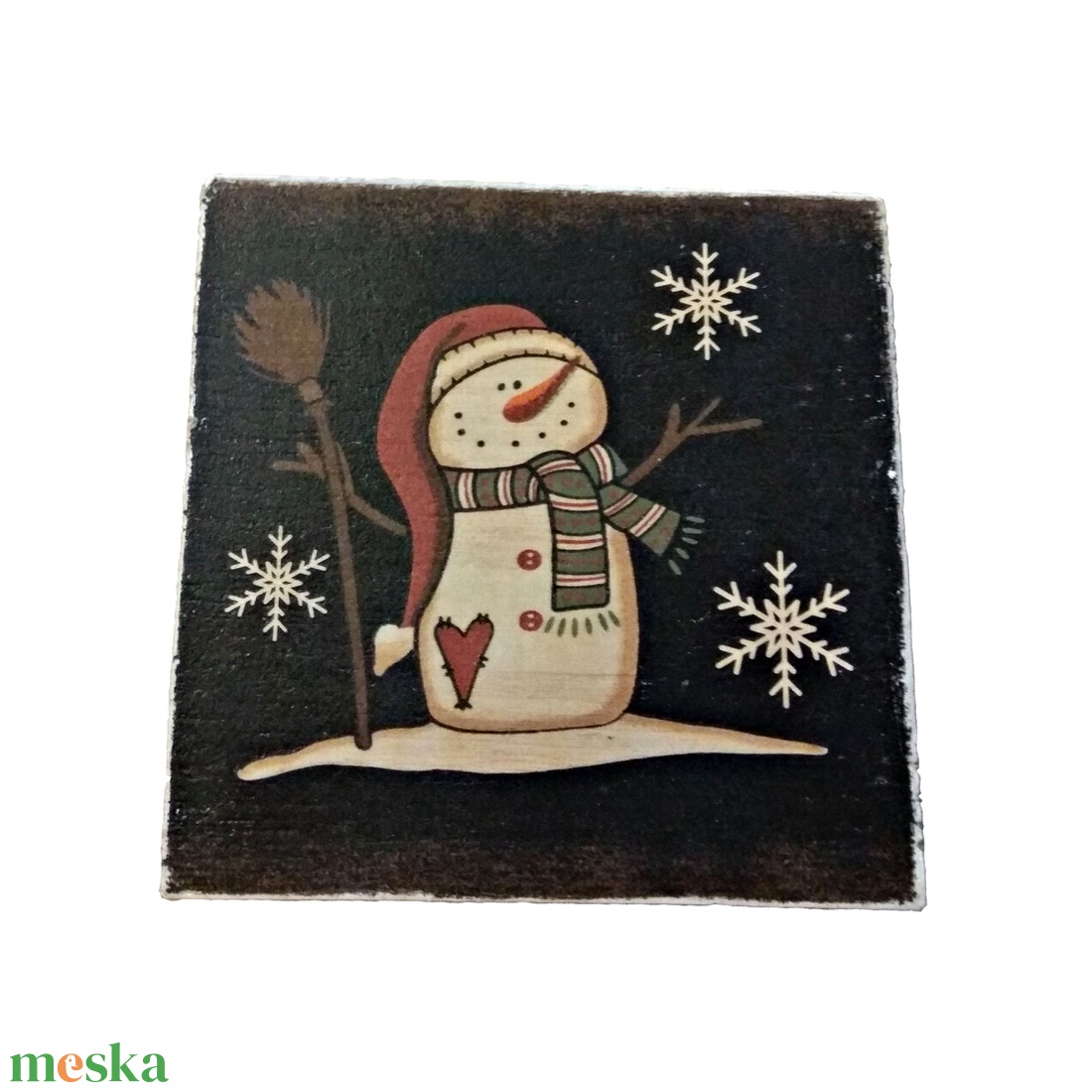 Mini fa dekoráció / Hóember - karácsony - karácsonyi lakásdekoráció - karácsonyi lakásdíszek - Meska.hu