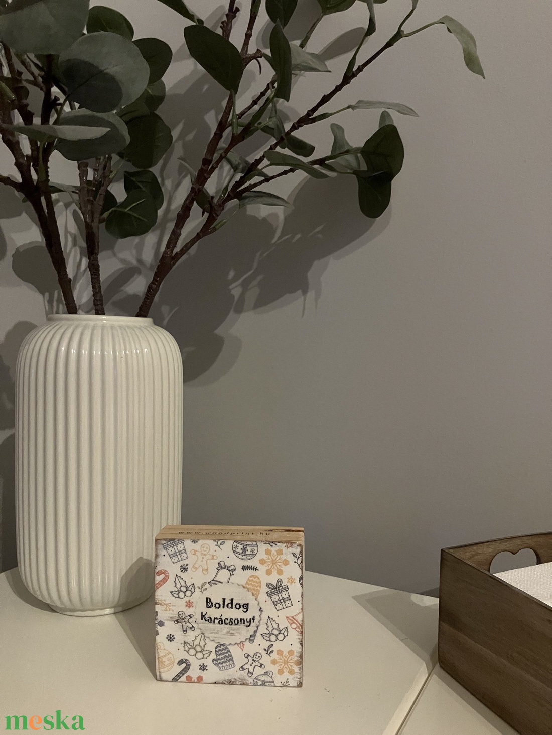 Mini fa dekoráció / Boldog Karácsonyt felirat - karácsony - karácsonyi lakásdekoráció - karácsonyi lakásdíszek - Meska.hu