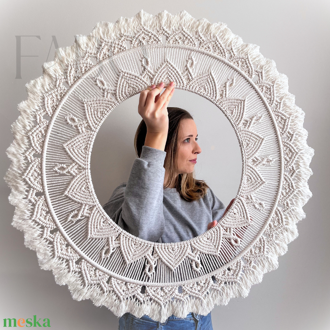 80 cm-es makramé óriás mandala falidísz, natúr fehér színű egyedi dekoráció - otthon & életmód - dekoráció - fali és függő dekoráció - falra akasztható dekor - Meska.hu 80 cm-es makramé óriás mandala falidísz, natúr fehér színű egyedi dekoráció - otthon & életmód - dekoráció - fali és függő dekoráció - falra akasztható dekor - Meska.hu