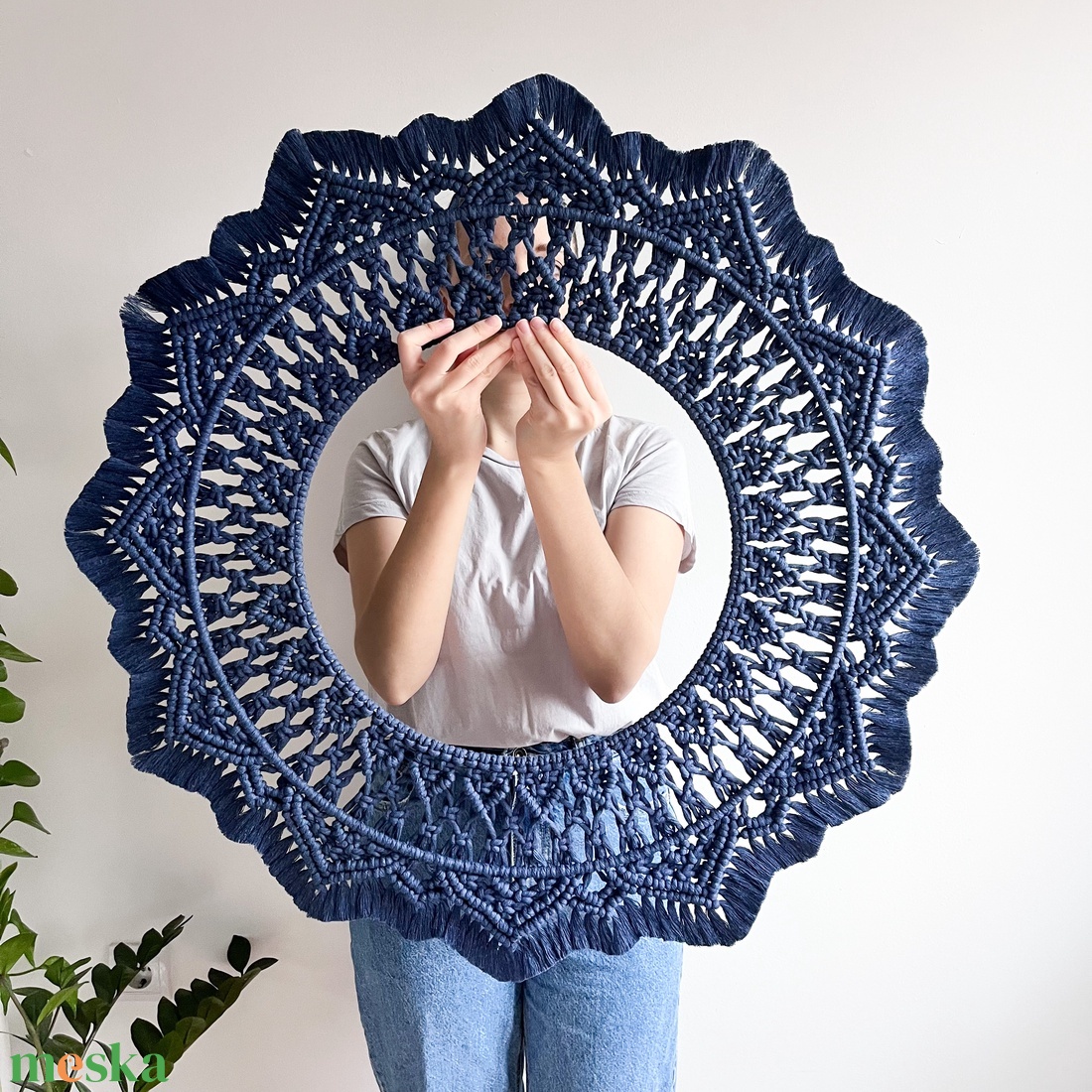 80 cm-es makramé mandala, egyedi fali dekoráció - otthon & életmód - dekoráció - spiritualitás - mandala - Meska.hu