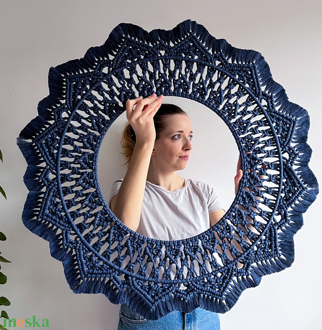 80 cm-es makramé mandala, egyedi fali dekoráció - otthon & életmód - dekoráció - spiritualitás - mandala - Meska.hu