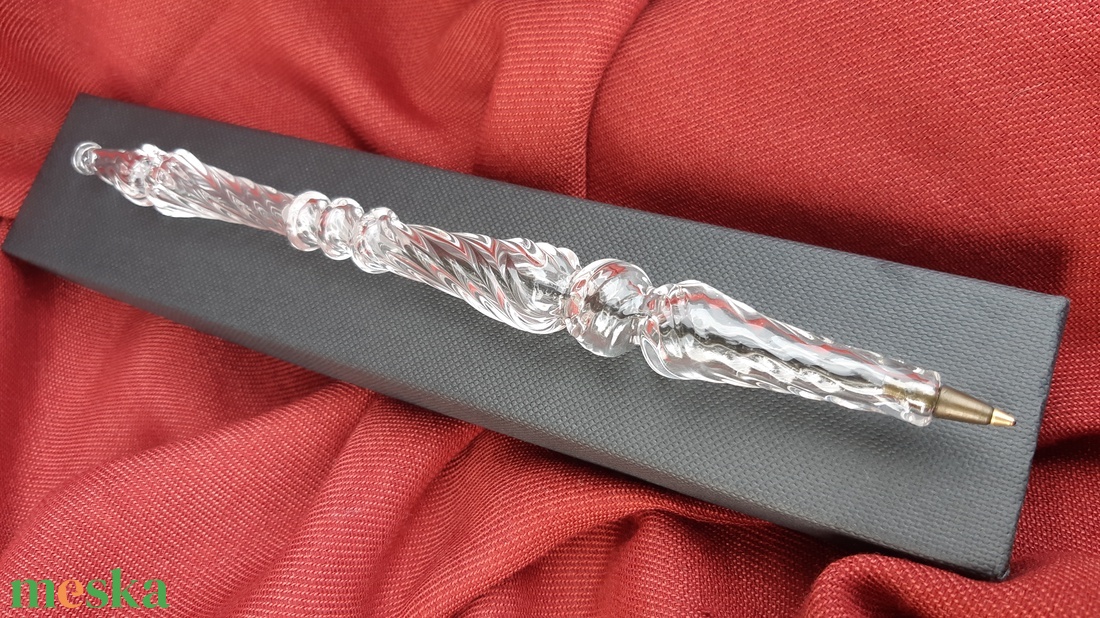 Üveg toll - Bordás áttetsző. 2. - otthon & életmód - papír, írószer - ceruza & toll - Meska.hu