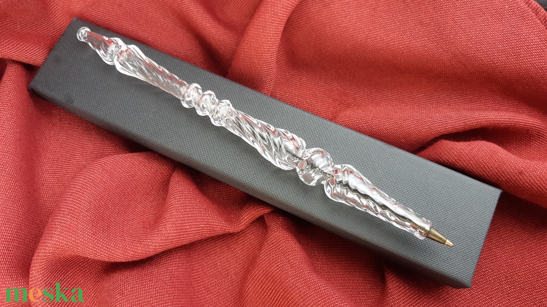 Üveg toll - Bordás áttetsző. 2. - otthon & életmód - papír, írószer - ceruza & toll - Meska.hu