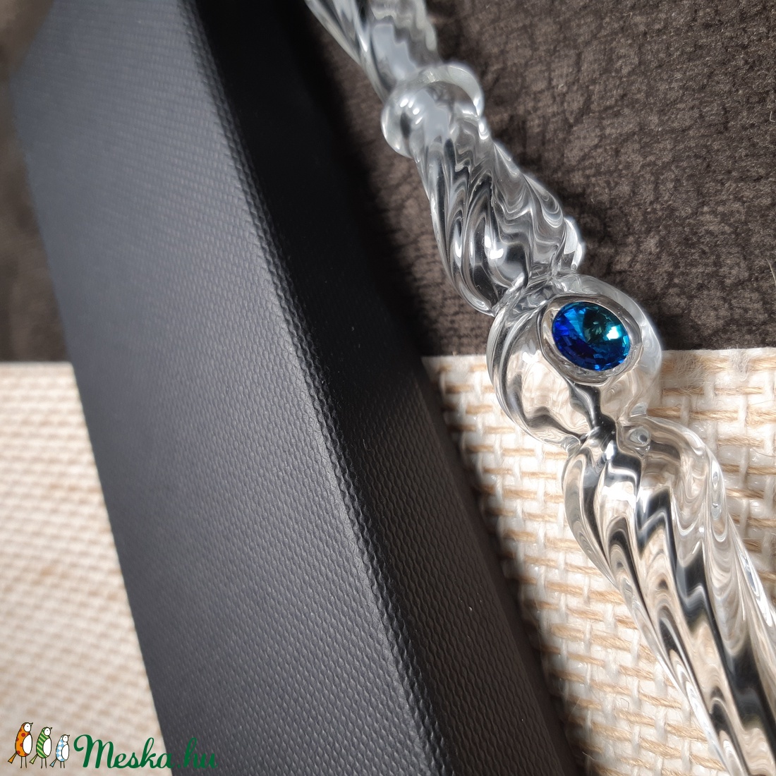 Üveg toll - Swarovski Aquamarine - otthon & életmód - papír, írószer - ceruza & toll - Meska.hu
