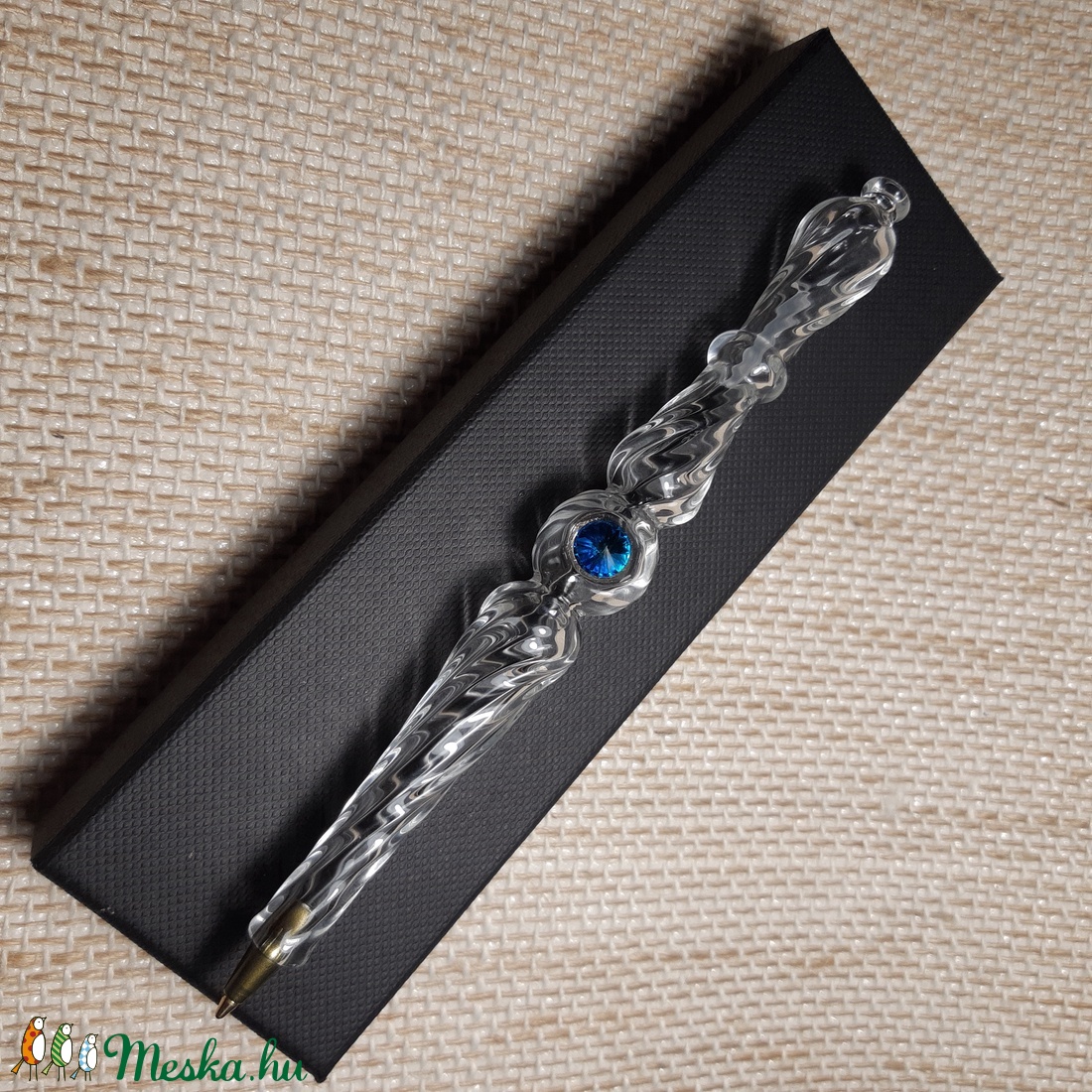 Üveg toll - Swarovski Aquamarine - otthon & életmód - papír, írószer - ceruza & toll - Meska.hu