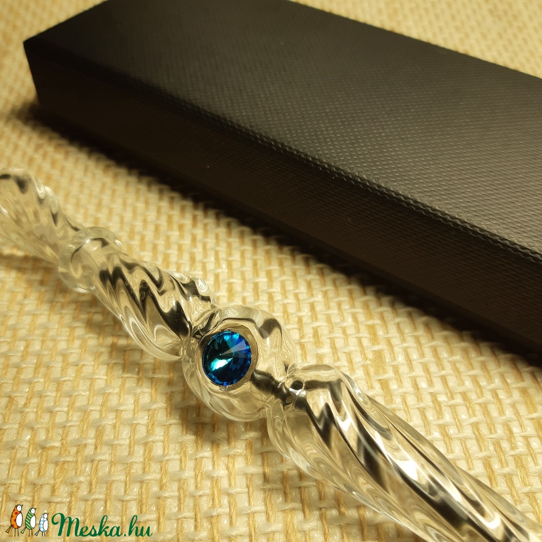 Üveg toll - Swarovski Aquamarine - otthon & életmód - papír, írószer - ceruza & toll - Meska.hu