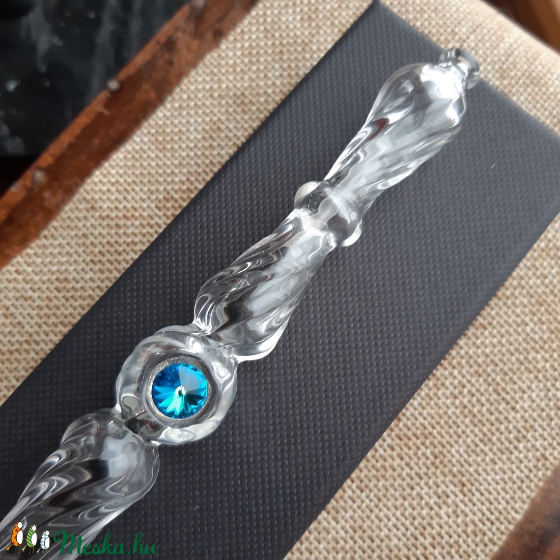 Üveg Toll - Swarovski Bermuda Blue - otthon & életmód - papír, írószer - ceruza & toll - Meska.hu