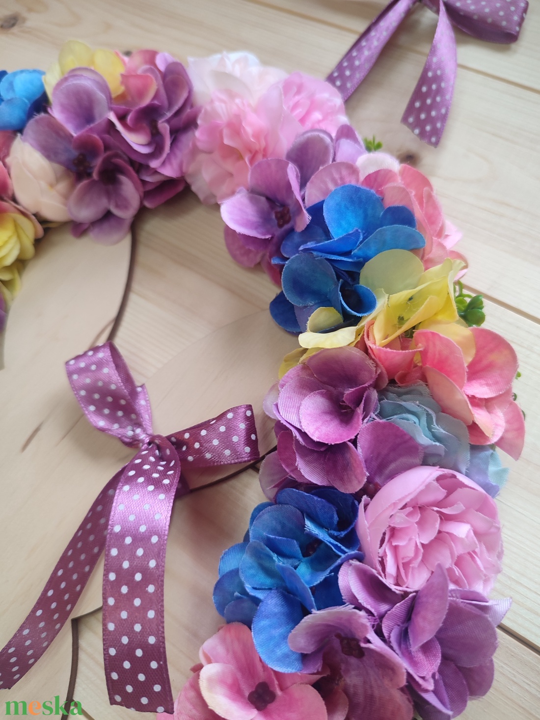 Húsvéti nyuszipopós ajtódísz - Lila és rózsaszín színben  - ünnepi díszek, dekorációk - húsvéti díszek és dekorációk - húsvéti ajtódísz, kopogtató - Meska.hu