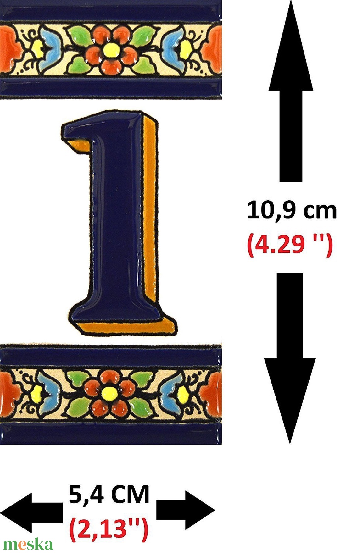 Személyre szabott, rendelésre készülő spanyol kerámia házszám fémkeretben - Flores, 5 számjegy - otthon & életmód - ház & kert - házszám - Meska.hu