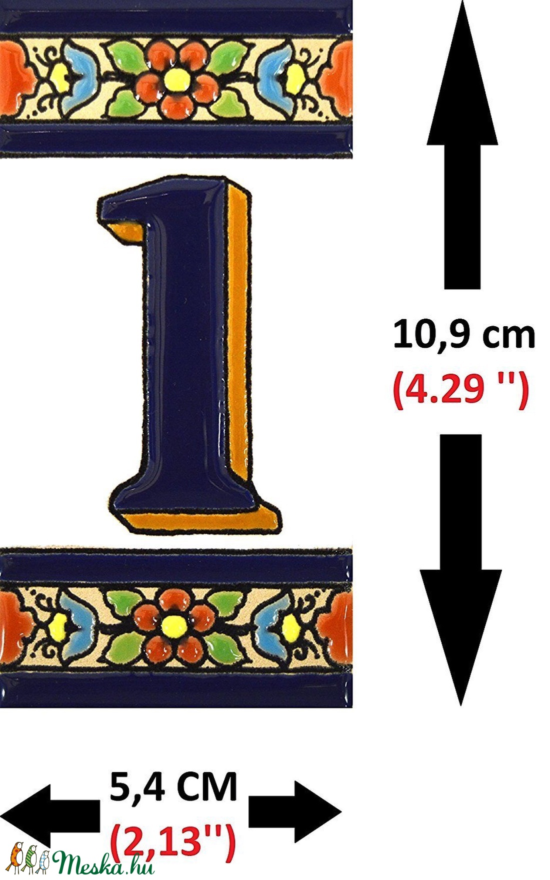 Személyre szabott, rendelésre készülő spanyol mázas kerámia házszám - Flores, 3 számjegy -  - Meska.hu