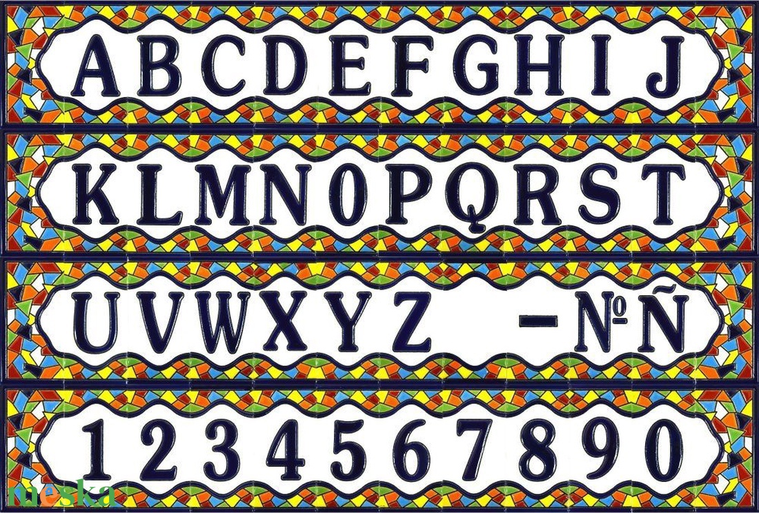 Személyre szabott, rendelésre készülő spanyol kerámia házszám fémkeretben - Mallorca, 2 számjegy - otthon & életmód - ház & kert - házszám - Meska.hu