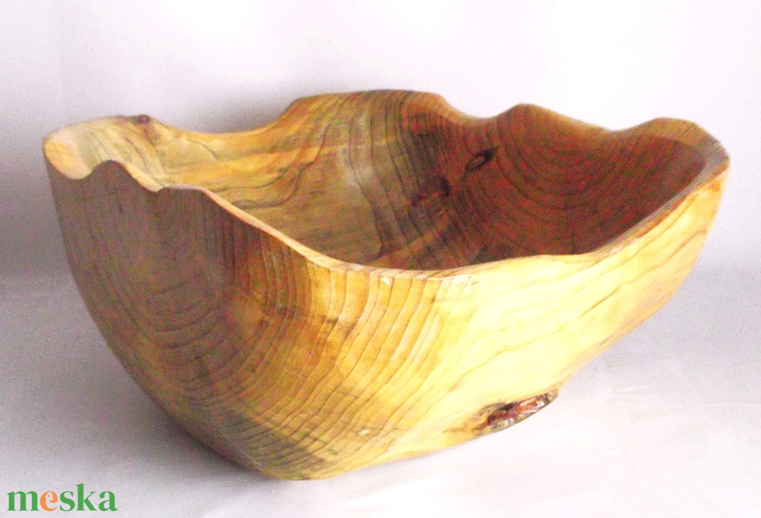 Fa Design Nagyméretű vitaminos natúr vízhatlan gyümölcs fargott fatál Extra Large  - otthon & életmód - dekoráció - asztal és polc dekoráció - dekorációs tál, tartó - Meska.hu