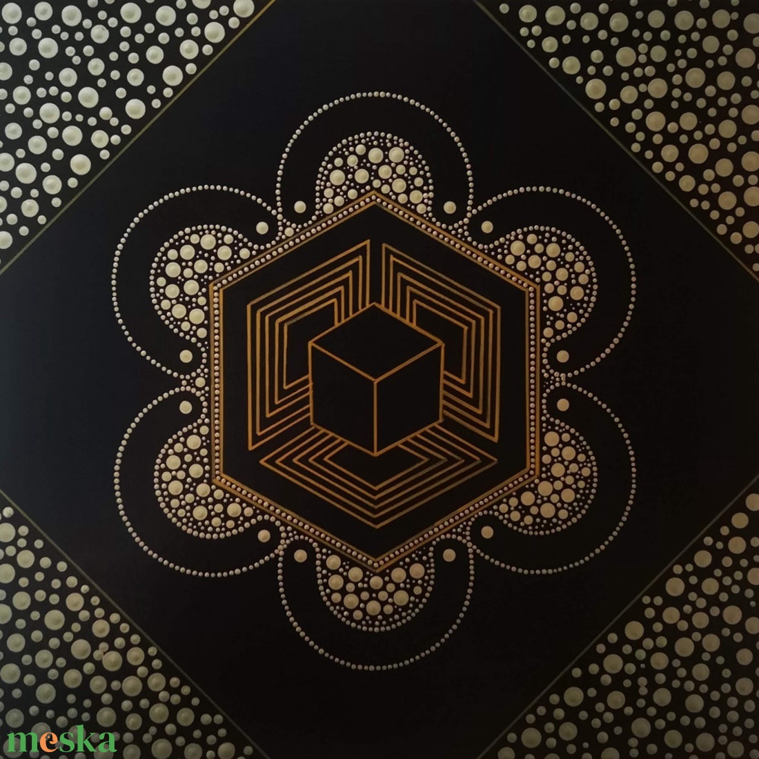 Axonometria - Gabonakör  - Pontfestett mandala - művészet - festmény - akril - Meska.hu Axonometria - Gabonakör  - Pontfestett mandala - művészet - festmény - akril - Meska.hu