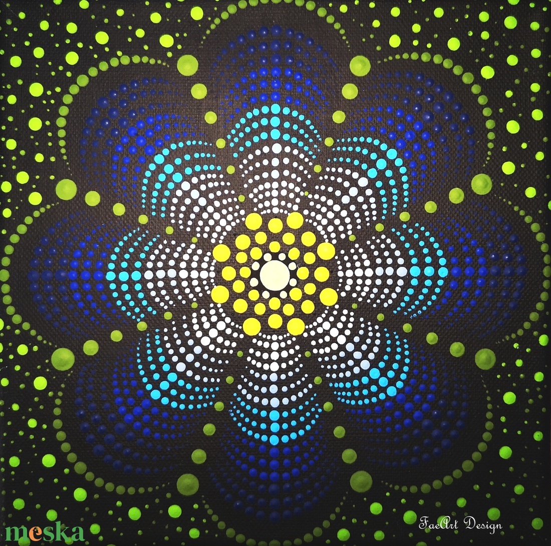 Virágzás - Pontfestett mandala - művészet - festmény - akril - Meska.hu