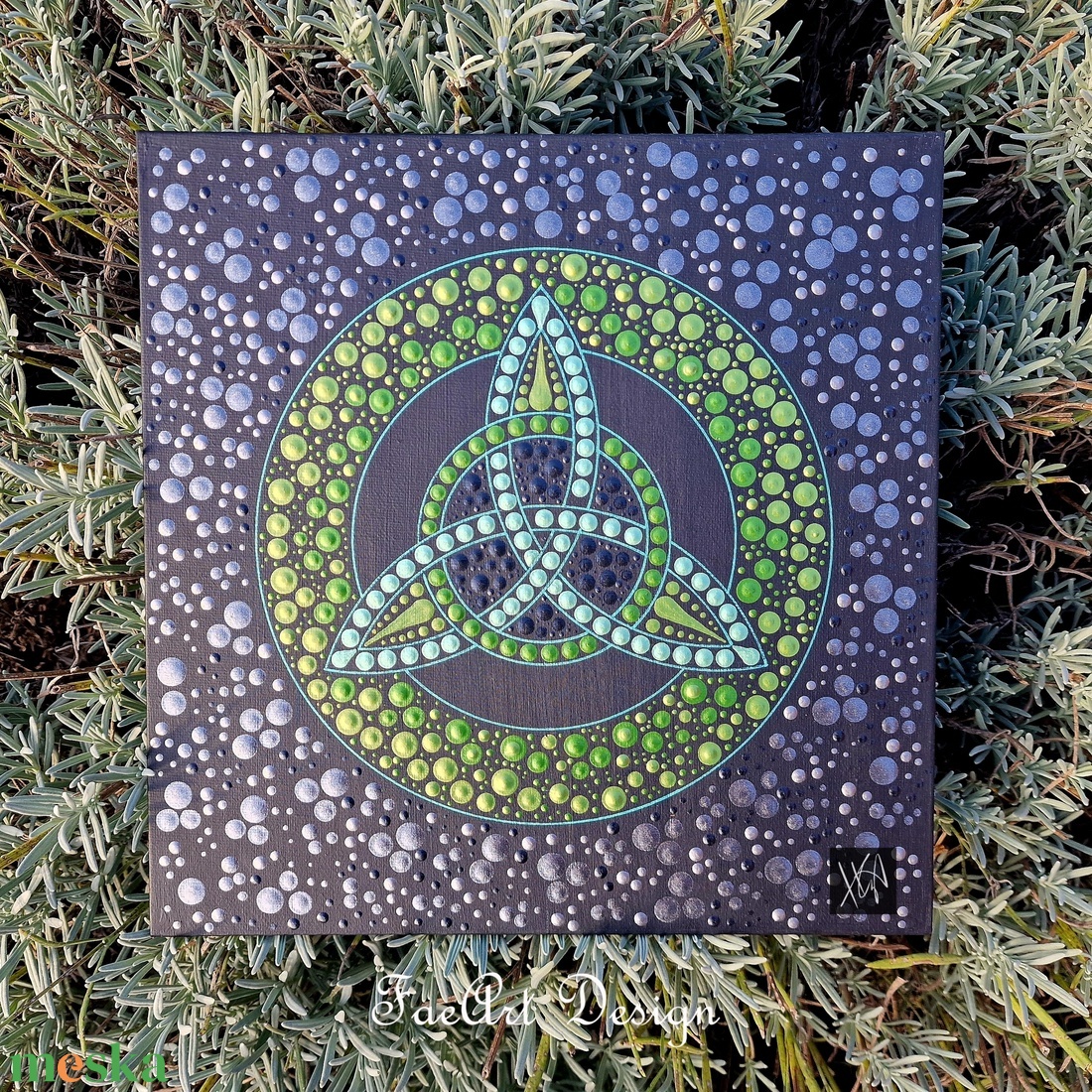 Kelta mandala - zöld - művészet - festmény - akril - Meska.hu