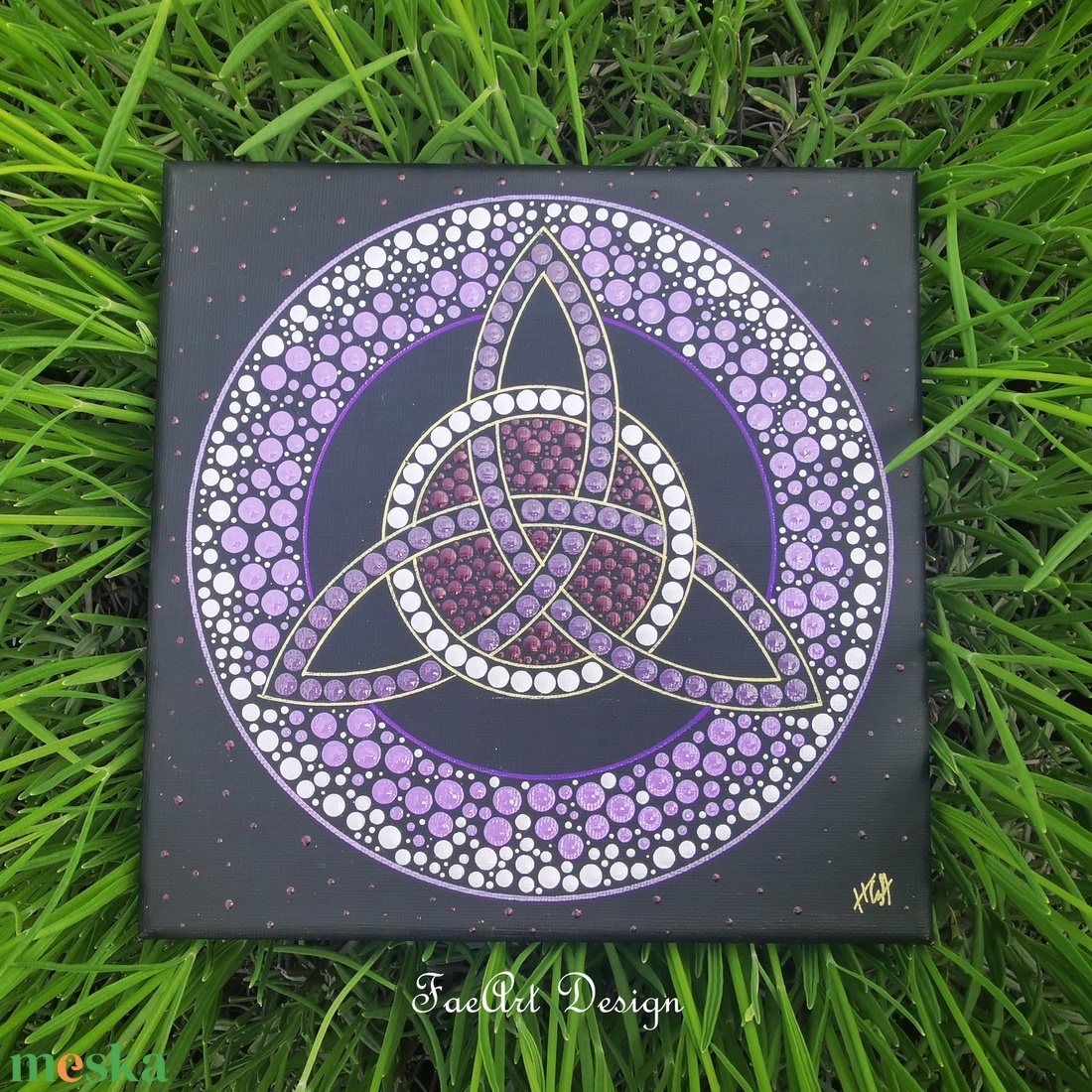 Kelta mandala - lila - művészet - festmény - akril - Meska.hu