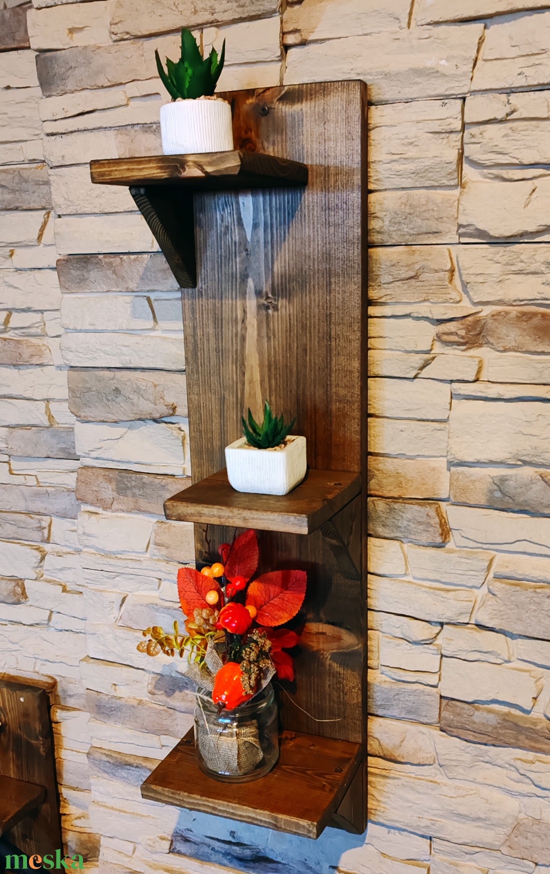 Rusztikus fali virágtartó polc  - otthon & életmód - dekoráció - virágdísz és tartó - virágtartó - Meska.hu