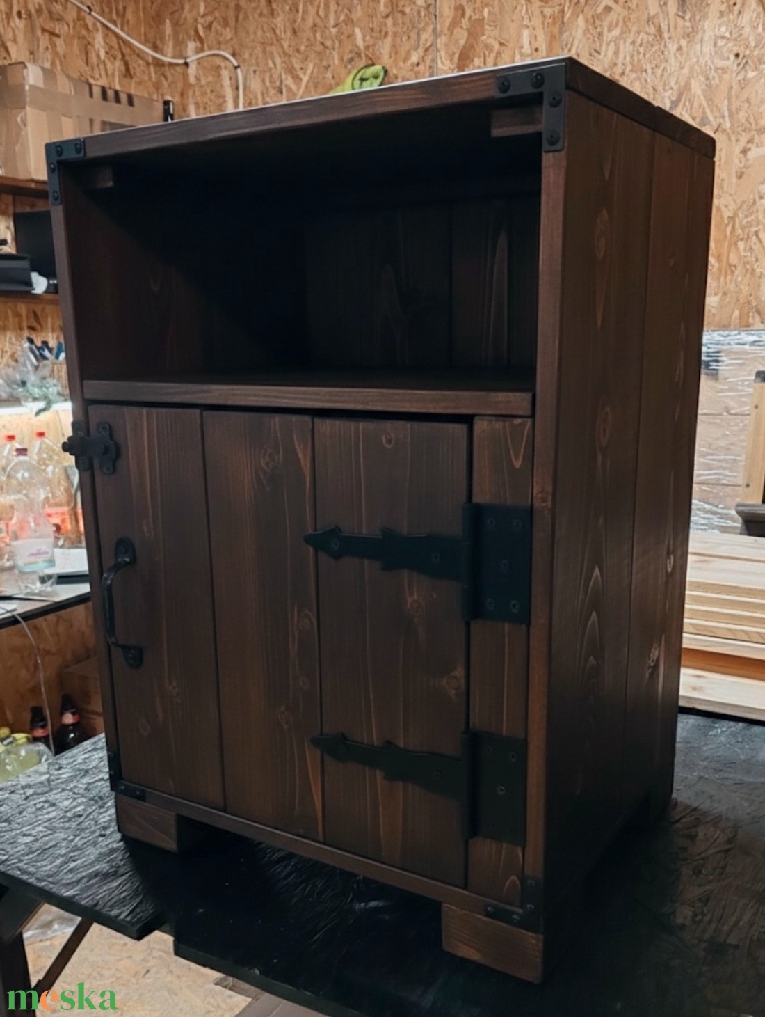 Rusztikus Loft Éjjeliszekrény - Wenge színű, tömörfa kisasztal - otthon & életmód - bútor - szekrény - Meska.hu