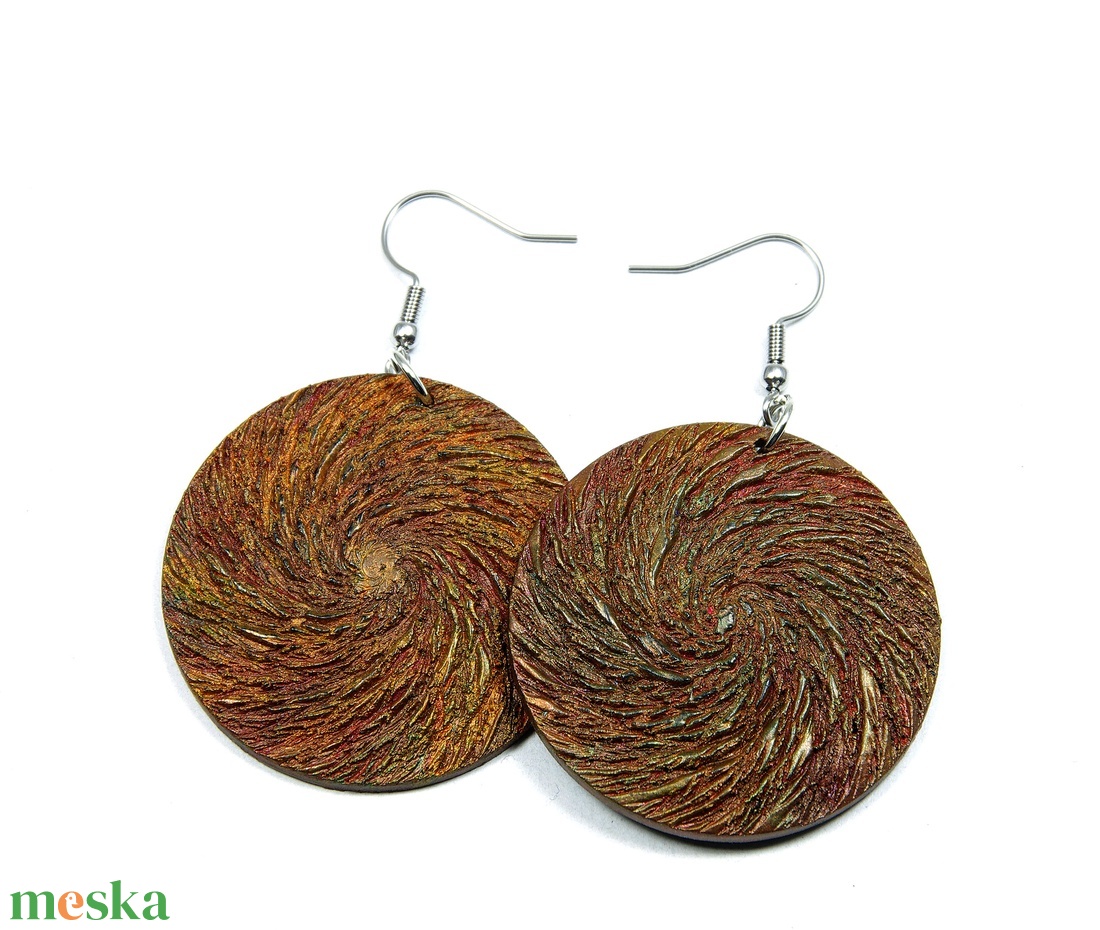 Őszi színek - Egyedi, kézműves fülbevaló - ékszer - fülbevaló - lógós kerek fülbevaló - Meska.hu