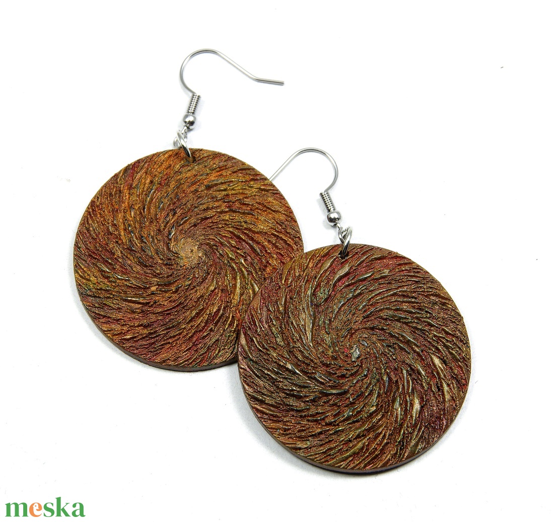 Őszi színek - Egyedi, kézműves fülbevaló - ékszer - fülbevaló - lógós kerek fülbevaló - Meska.hu