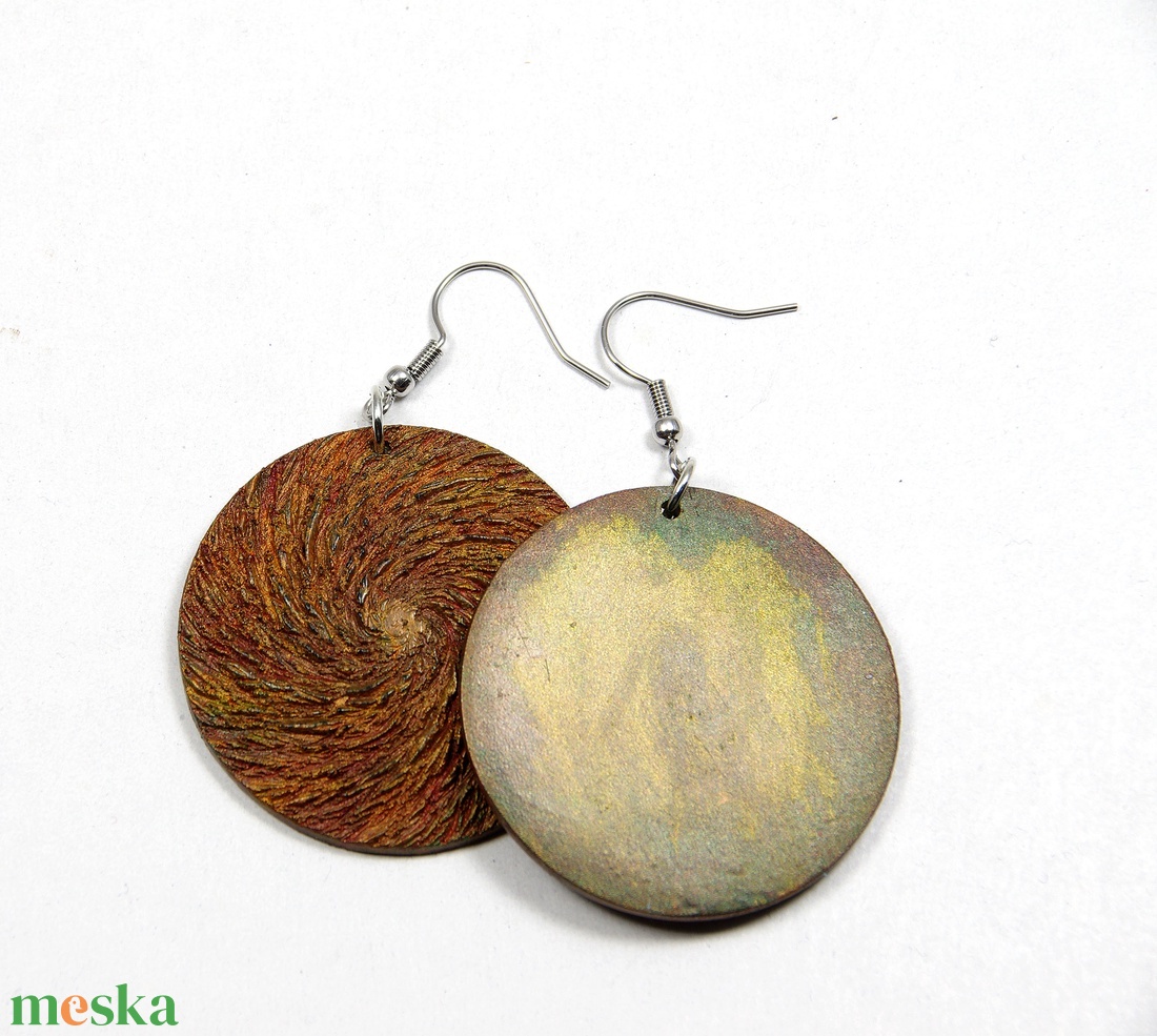 Őszi színek - Egyedi, kézműves fülbevaló - ékszer - fülbevaló - lógós kerek fülbevaló - Meska.hu