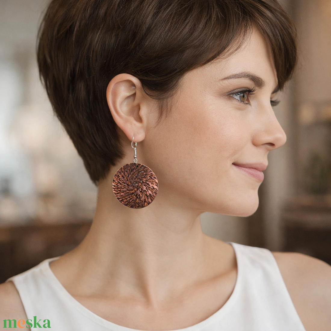 Bronzi - Egyedi kézműves fülbevaló - ékszer - fülbevaló - lógós kerek fülbevaló - Meska.hu