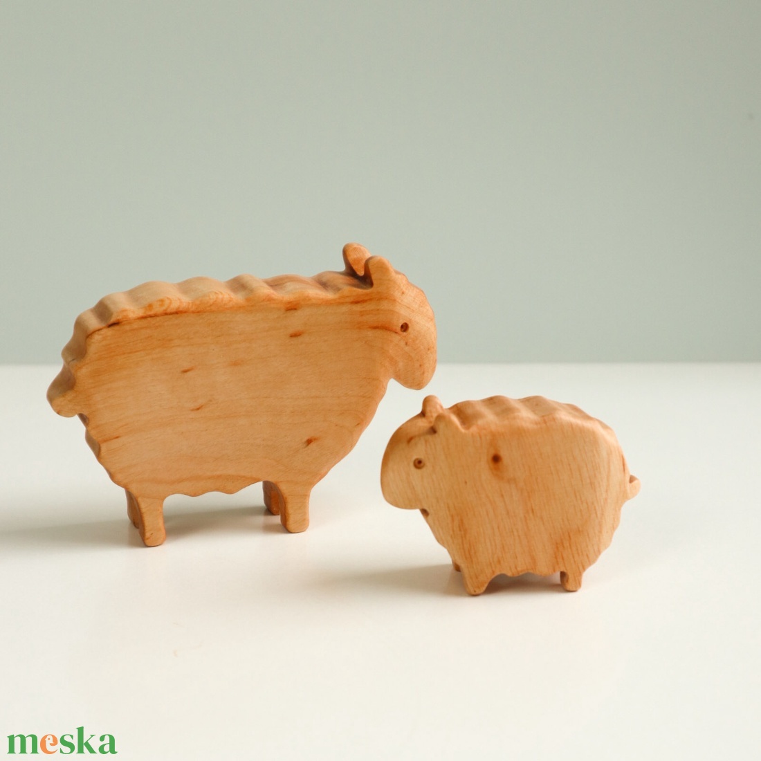 Fa birka és bárány, fa birka figura, fa bárány figura, fa birka szett - játék & sport - készségfejlesztő és logikai játék - oktató játékok - Meska.hu