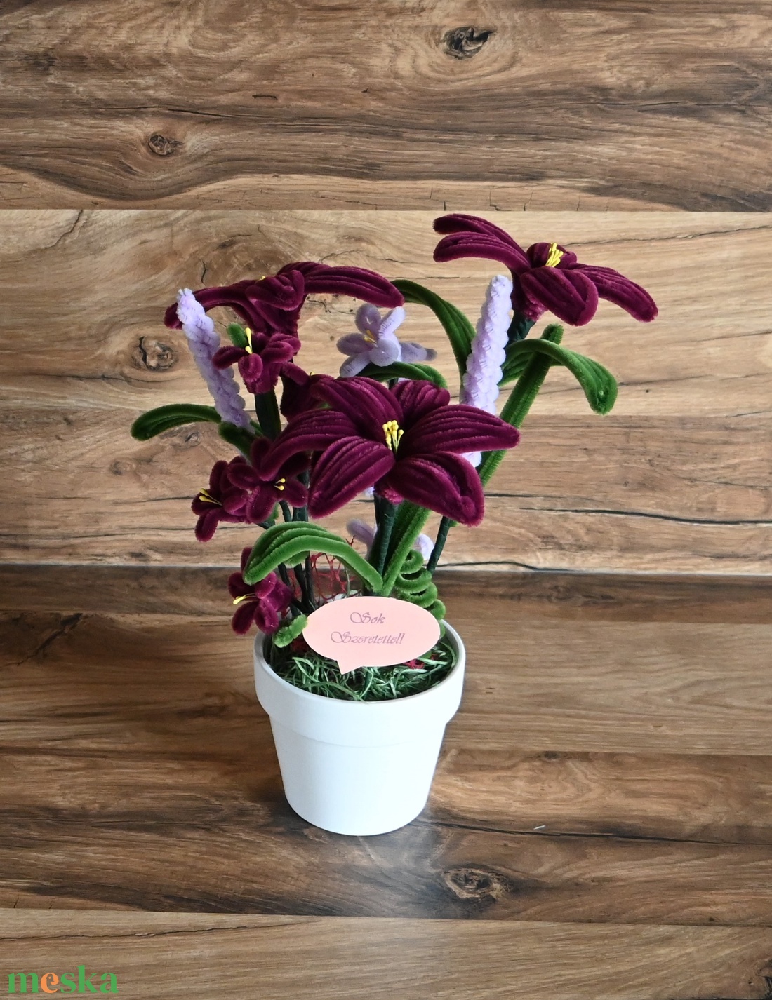 Cserepes zsenília liliom örökvirág - otthon & életmód - virágdekoráció - virágdíszek - virágdísz kaspóban - Meska.hu