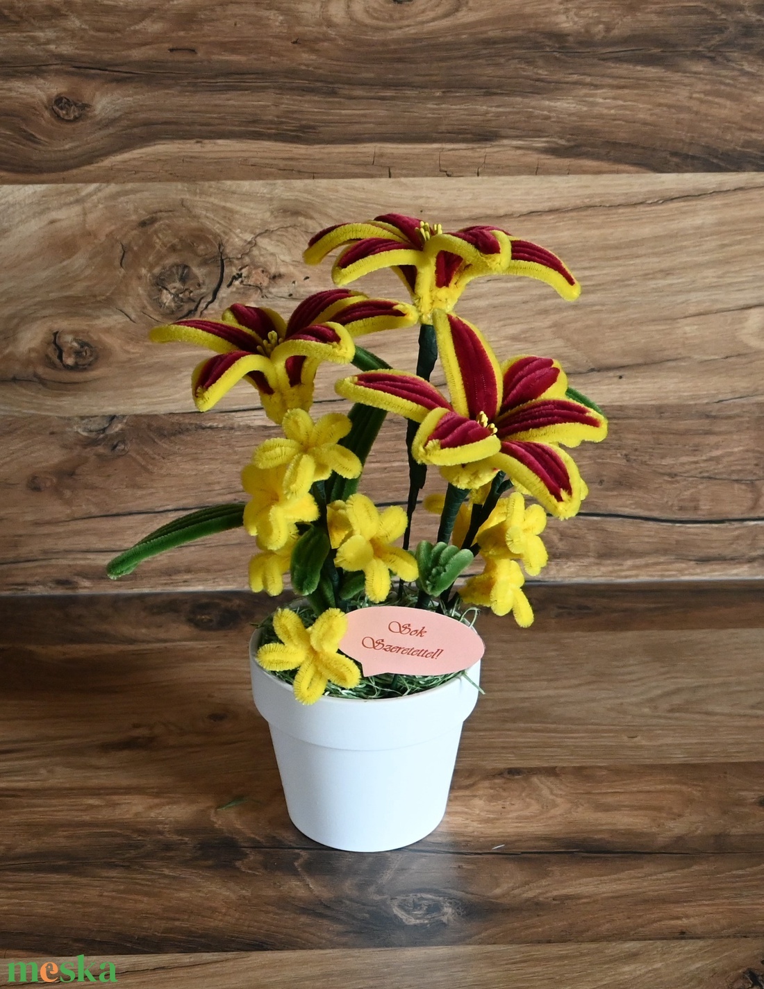 Cserepes zsenília liliom örökvirág - otthon & életmód - virágdekoráció - virágdíszek - virágdísz kaspóban - Meska.hu