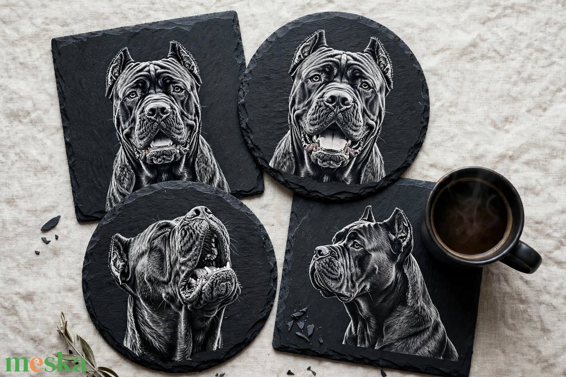 5 db Cane Corso gravír minta -  fára és sötét palára - művészet - grafika & illusztráció - digitális - Meska.hu