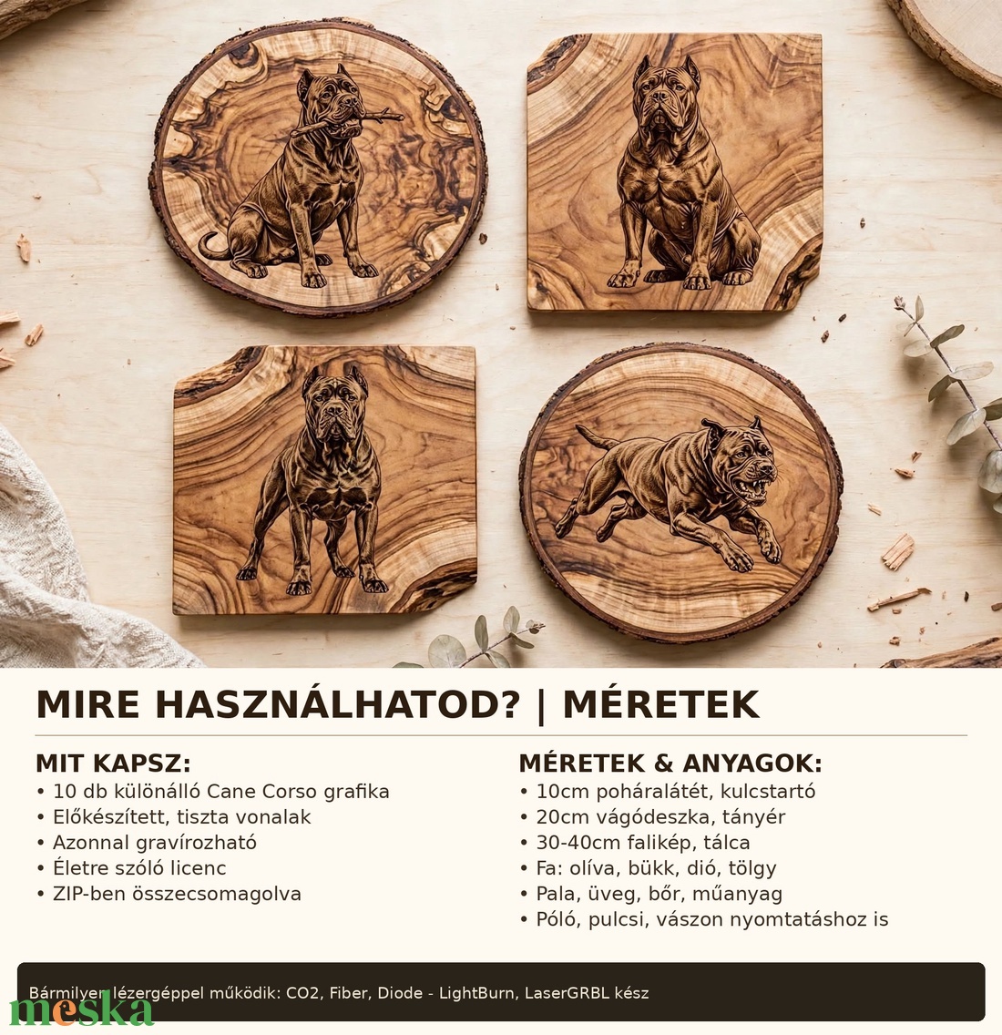 Cane Corso 10db-os prémium póz szett Lézergravír SVG, PNG, DXF, PDF - művészet - grafika & illusztráció - digitális - Meska.hu