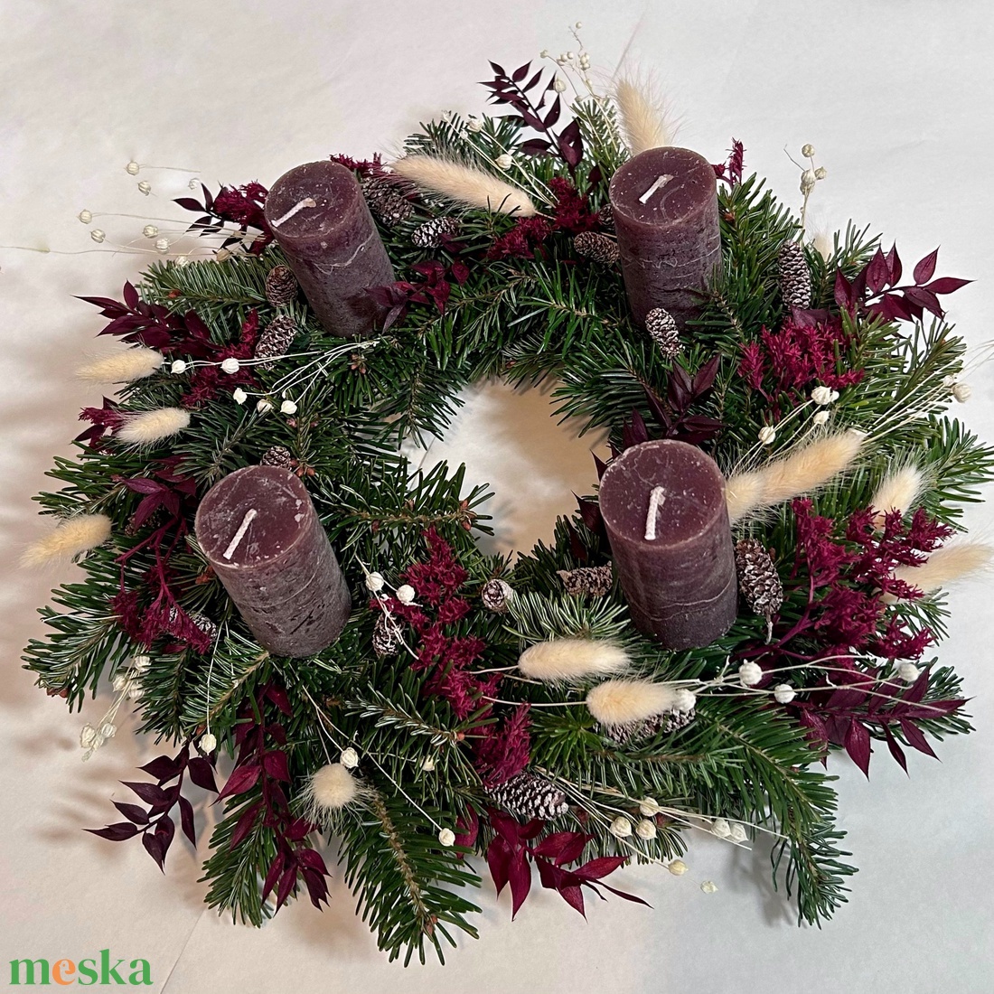 Adventi koszorú nordmann fenyővel - karácsony - adventi díszek - adventi koszorú - Meska.hu