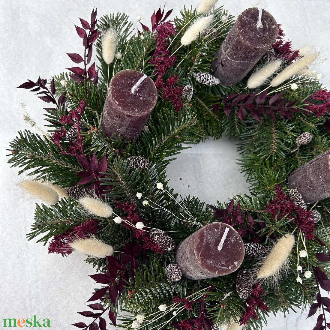 Adventi koszorú nordmann fenyővel - karácsony - adventi díszek - adventi koszorú - Meska.hu