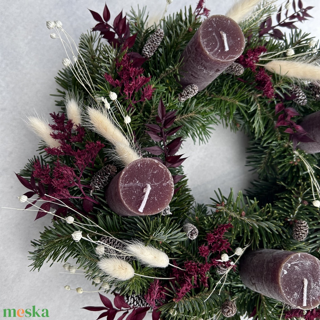 Adventi koszorú nordmann fenyővel - karácsony - adventi díszek - adventi koszorú - Meska.hu
