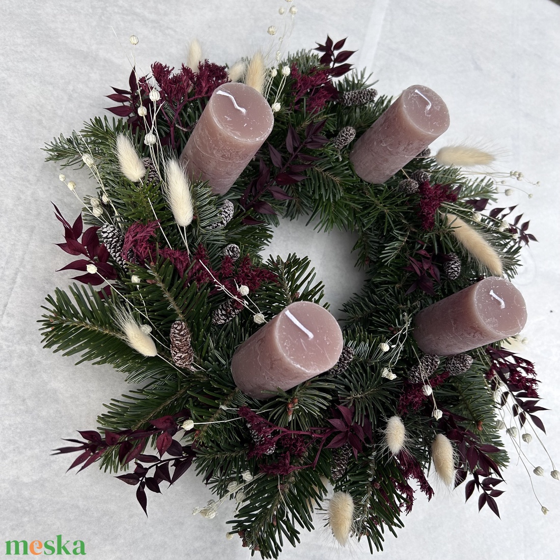 Adventi koszorú nordmann fenyővel - karácsony - adventi díszek - adventi koszorú - Meska.hu