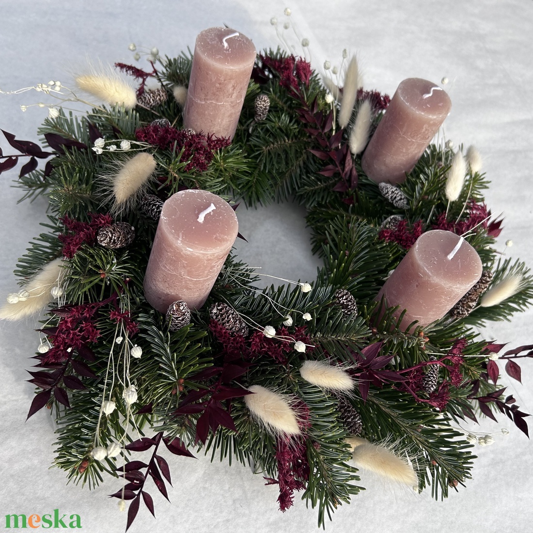 Adventi koszorú nordmann fenyővel - karácsony - adventi díszek - adventi koszorú - Meska.hu