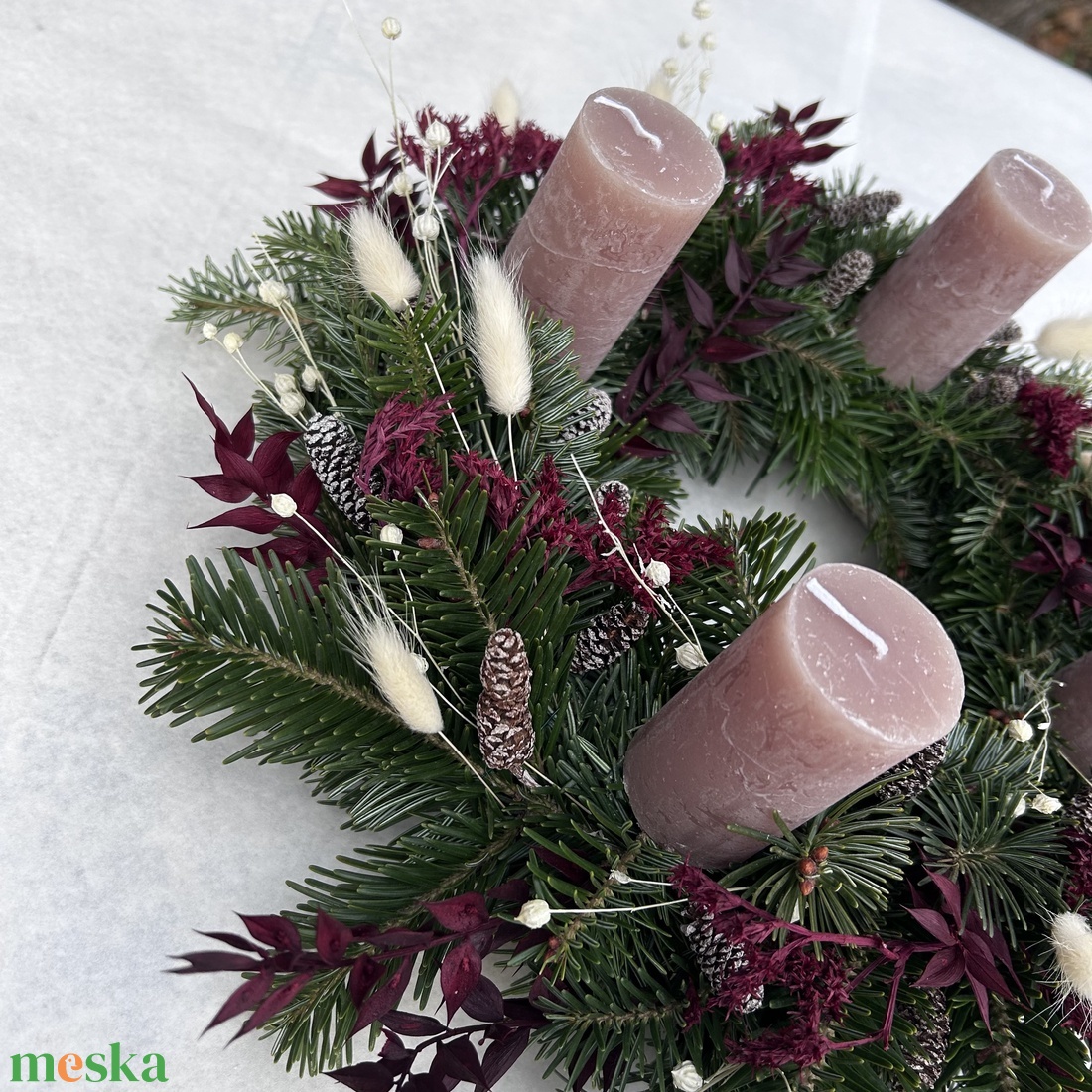 Adventi koszorú nordmann fenyővel - karácsony - adventi díszek - adventi koszorú - Meska.hu
