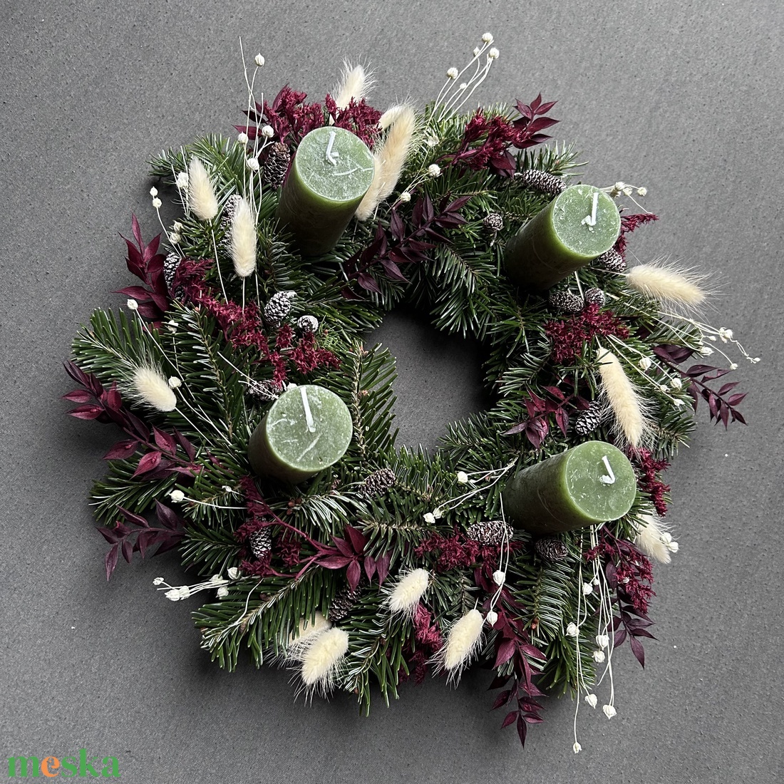 Adventi koszorú nordmann fenyővel - karácsony - adventi díszek - adventi koszorú - Meska.hu Adventi koszorú nordmann fenyővel - karácsony - adventi díszek - adventi koszorú - Meska.hu