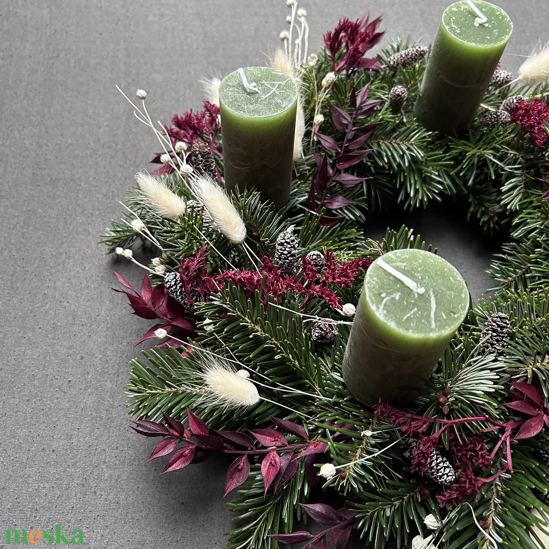 Adventi koszorú nordmann fenyővel - karácsony - adventi díszek - adventi koszorú - Meska.hu Adventi koszorú nordmann fenyővel - karácsony - adventi díszek - adventi koszorú - Meska.hu