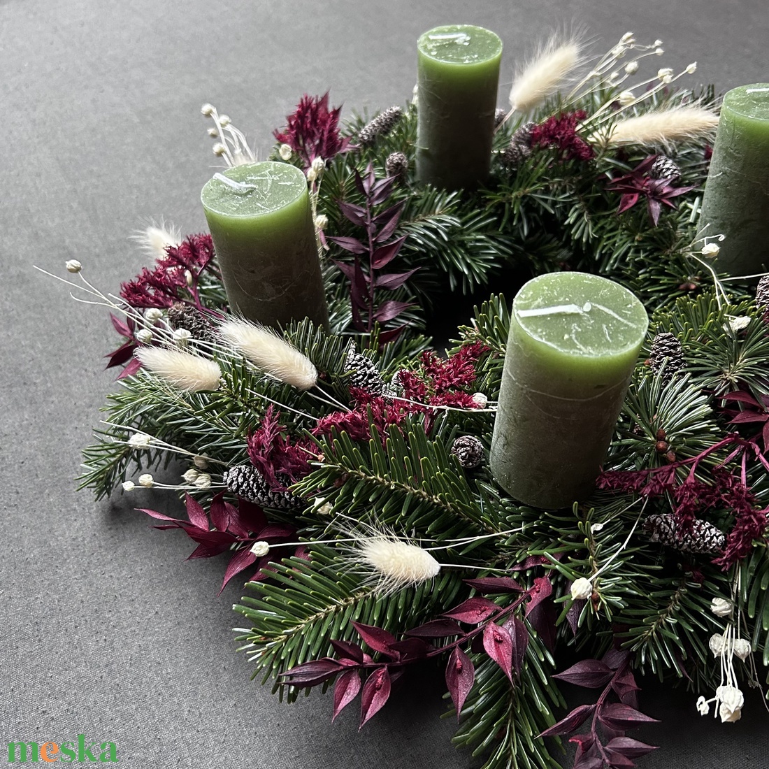 Adventi koszorú nordmann fenyővel - karácsony - adventi díszek - adventi koszorú - Meska.hu Adventi koszorú nordmann fenyővel - karácsony - adventi díszek - adventi koszorú - Meska.hu