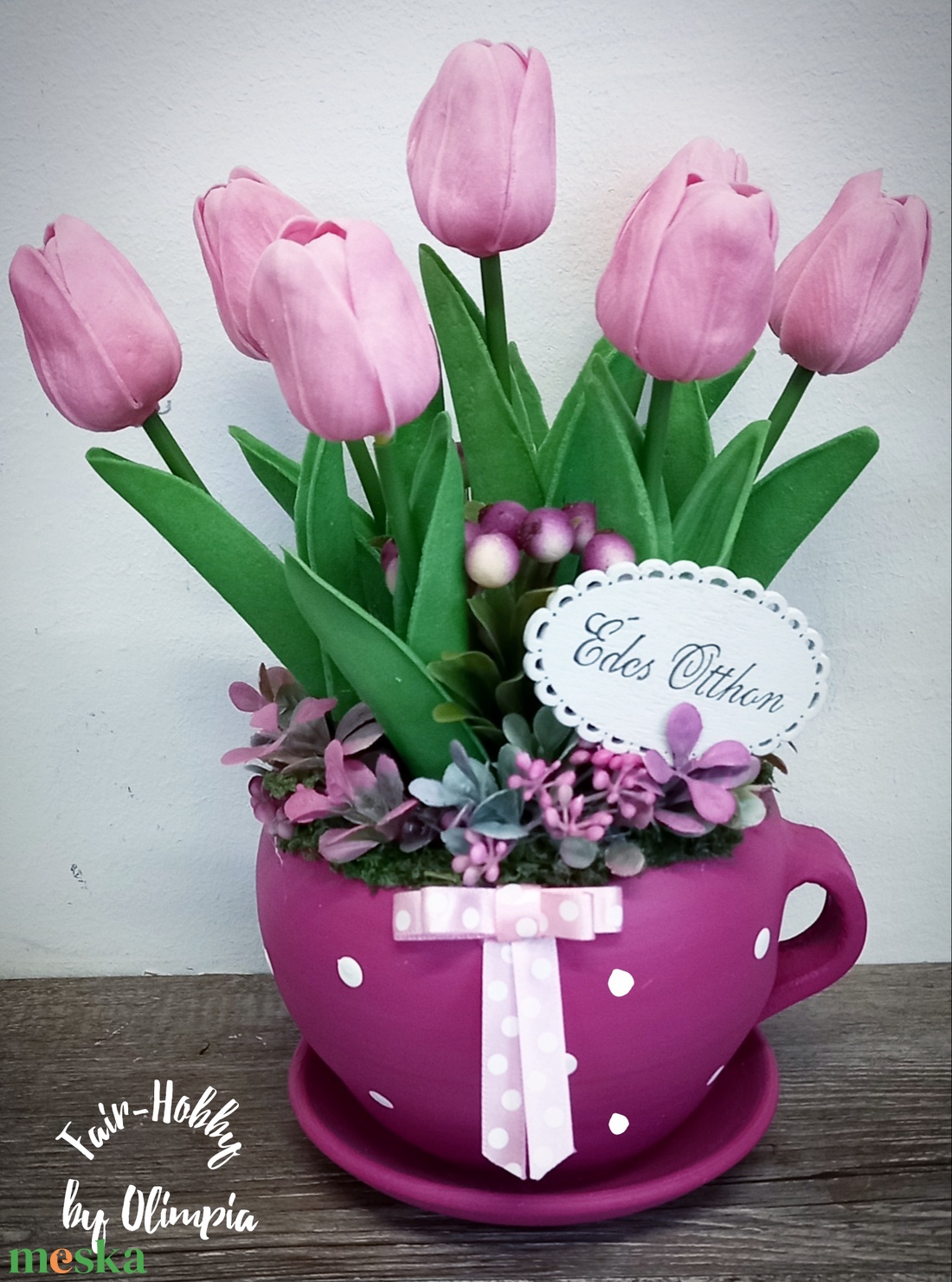 Pöttyös kaspós asztaldísz tulipánokkal - otthon & életmód - dekoráció - asztal és polc dekoráció - asztaldísz - Meska.hu Pöttyös kaspós asztaldísz tulipánokkal - otthon & életmód - dekoráció - asztal és polc dekoráció - asztaldísz - Meska.hu