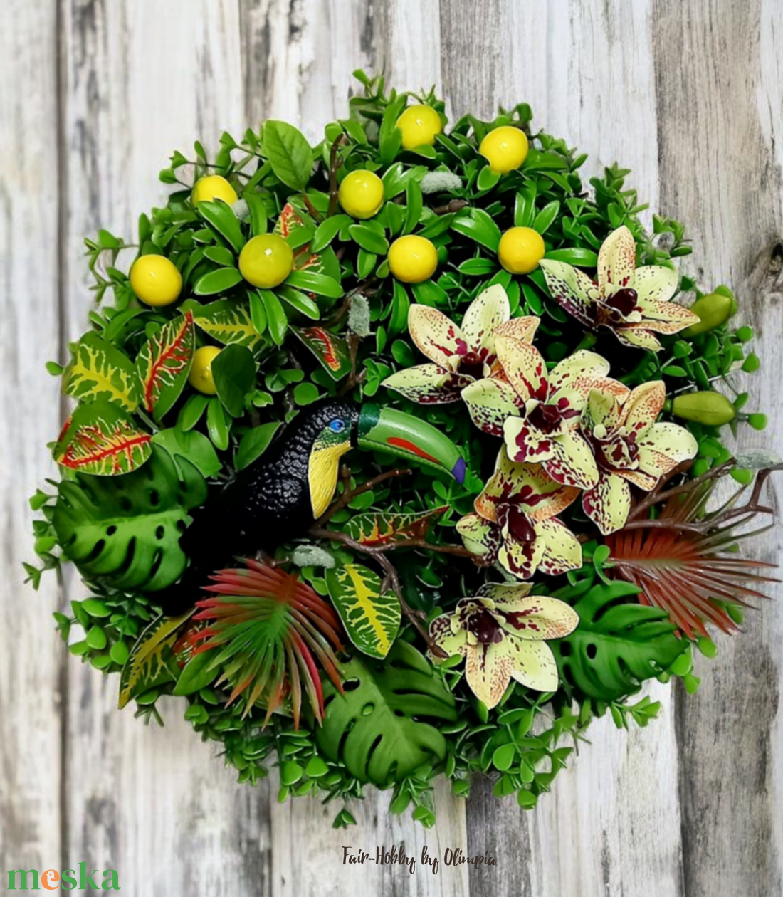 Kopogtató tukánnal és orchideával - otthon & életmód - dekoráció - ajtó- és ablak dekoráció - ajtódísz & kopogtató - Meska.hu Kopogtató tukánnal és orchideával - otthon & életmód - dekoráció - ajtó- és ablak dekoráció - ajtódísz & kopogtató - Meska.hu