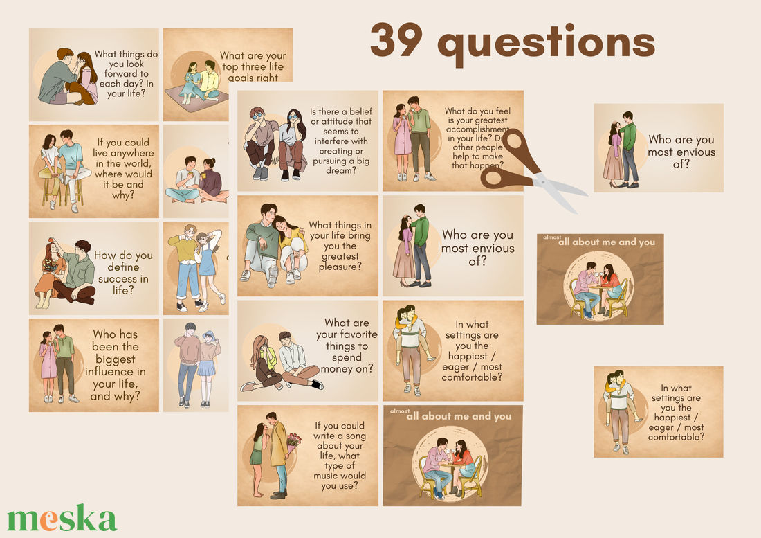 Párkapcsolati ismerkedési szerelmi kártyák 40 db angol kérdés kommunikációs kártyák letölthető nyomtatható - művészet - grafika & illusztráció - digitális - Meska.hu