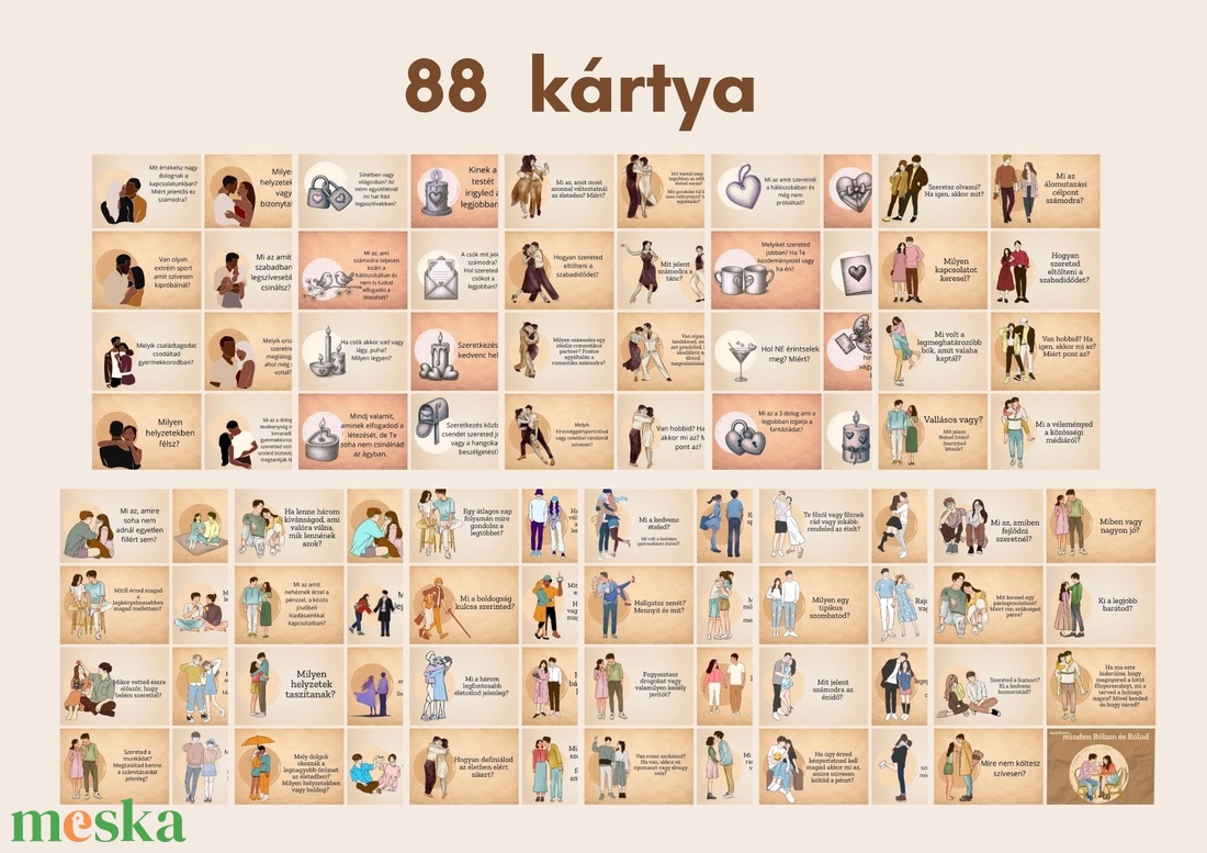 Párkapcsolati ismerkedési szerelmi kártyák 87 db kérdés kommunikációs kártyák letölthető nyomtatható társasjáték - művészet - grafika & illusztráció - digitális - Meska.hu