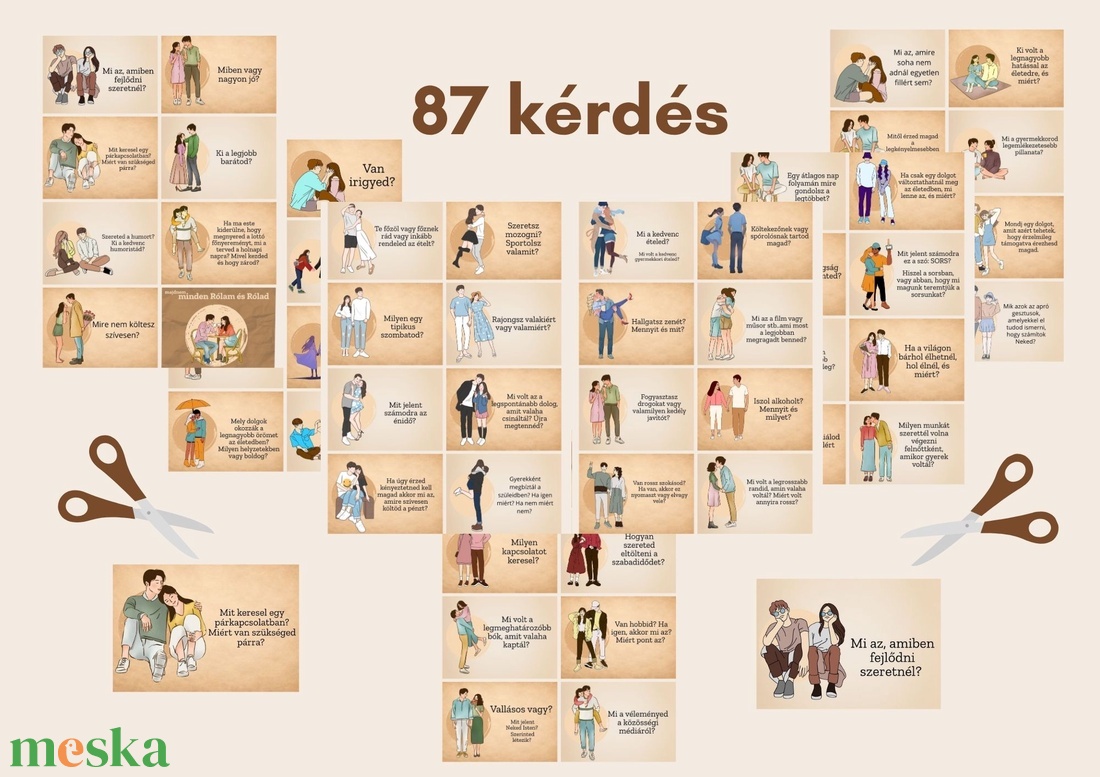 Párkapcsolati ismerkedési szerelmi kártyák 87 db kérdés kommunikációs kártyák letölthető nyomtatható társasjáték - művészet - grafika & illusztráció - digitális - Meska.hu