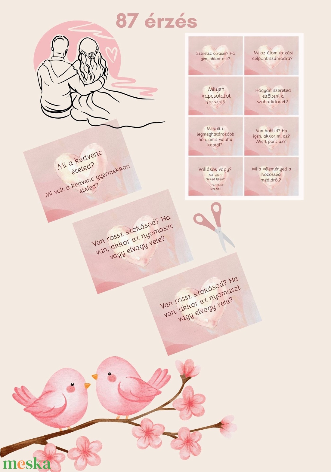 Párkapcsolati ismerkedési szerelmi kártyák 87 db kérdés kommunikációs kártyák letölthető nyomtatható társasjáték - művészet - grafika & illusztráció - digitális - Meska.hu