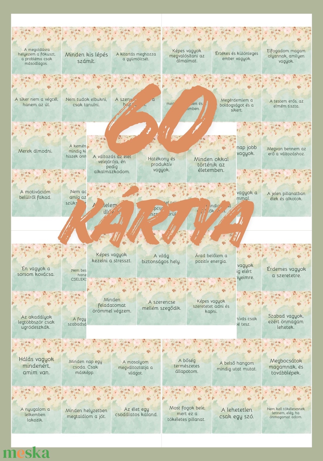 Megerősítő motivációs kártyák 60 kártya tudatosság  - művészet - naptárkártyák, sportkártyák - Meska.hu