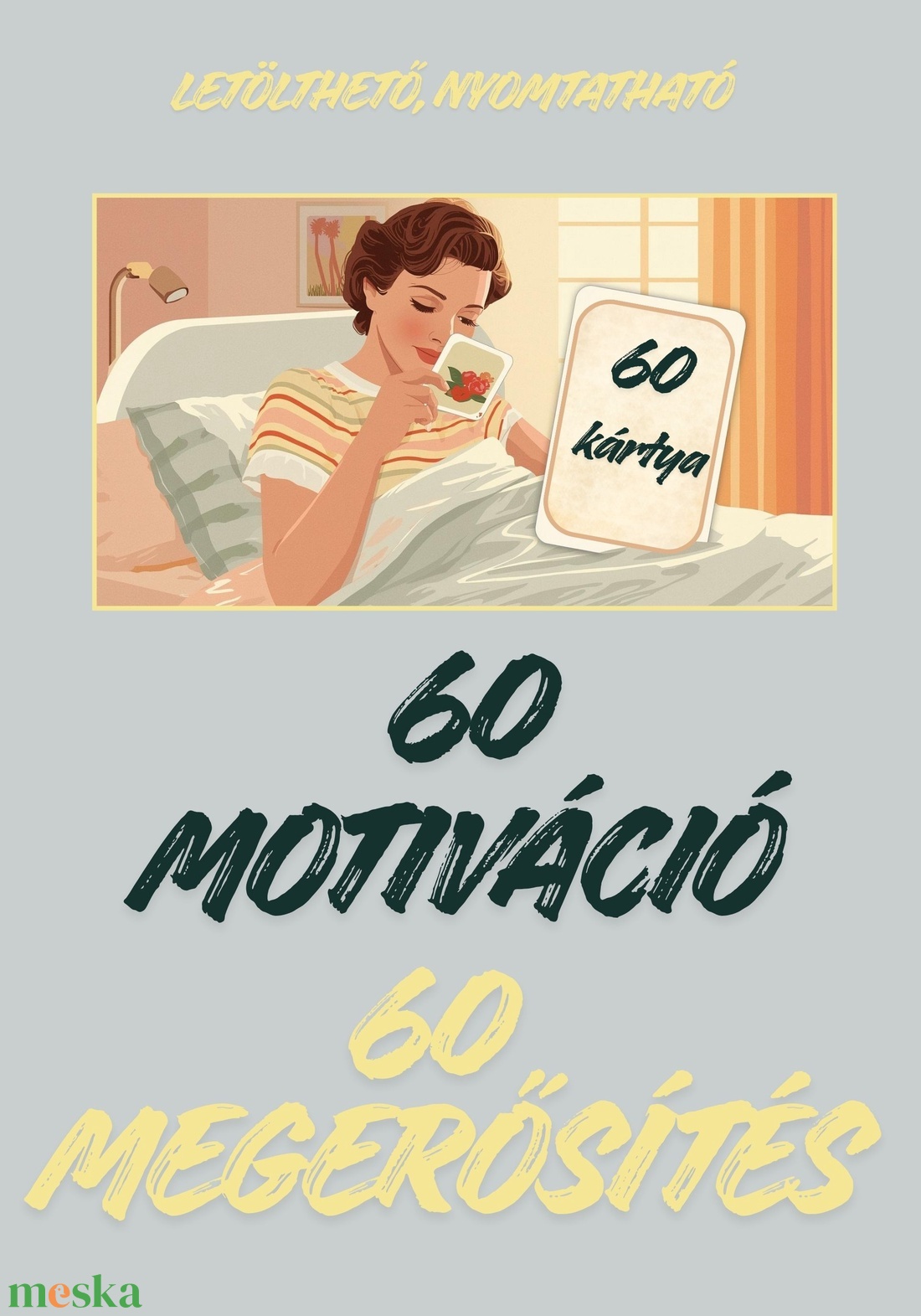 Megerősítő motivációs kártyák 60 kártya tudatosság  - művészet - naptárkártyák, sportkártyák - Meska.hu